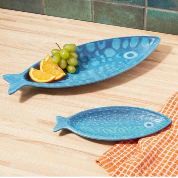 Opalhouse Dining Opalhouse Blue Fish Bamboo Melamine Platters Poshmark